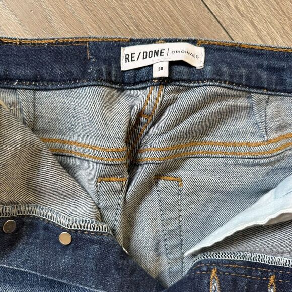Re/Done Jeans High Rise Ankle Crop Stretch Button Fly ReDone Jeans 30 USA - Picture 4 of 15